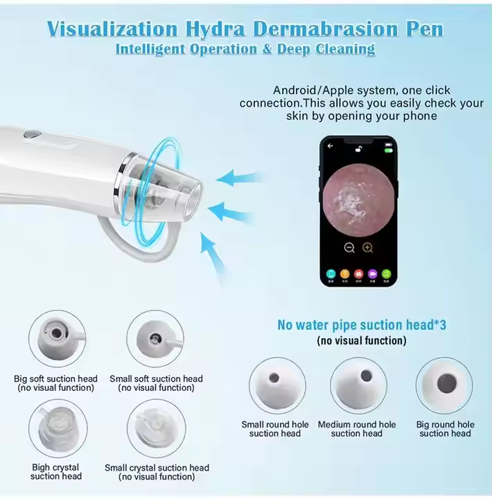 8 in 1 LED PDT Visual Suction Pen Hydra Dermabrasion Facial Machine with Skin Detection