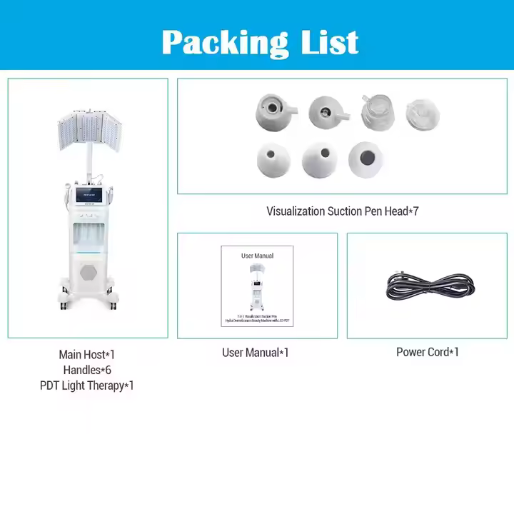 8 in 1 LED PDT Visual Suction Pen Hydra Dermabrasion Facial Machine with Skin Detection