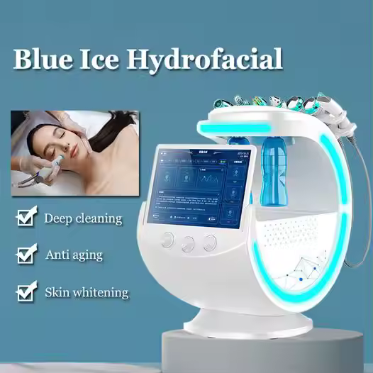 Hydra Beauty Smart Ice Blue 7 in 1 RF Ion Bubble Pen Dermabrasion Skin Analysis Scrubber Water Oxygen Facal Manage Salon Machine